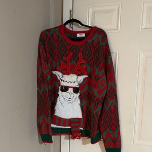 Holiday Time Llama Sweater - Red and Green
